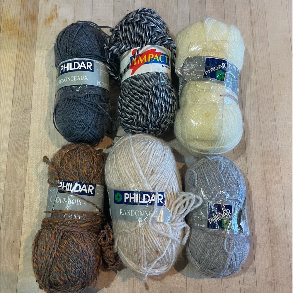 6 Vintage Phildar Wool Blend Yarn Skeins For Knitting Crochet Crafts Imported